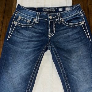 Miss me boot cut jean. Rhinestone pocket . Size 28